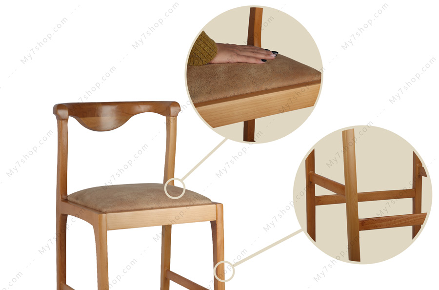 نمای نزدیک از صندلی اپن چوبی ترنج