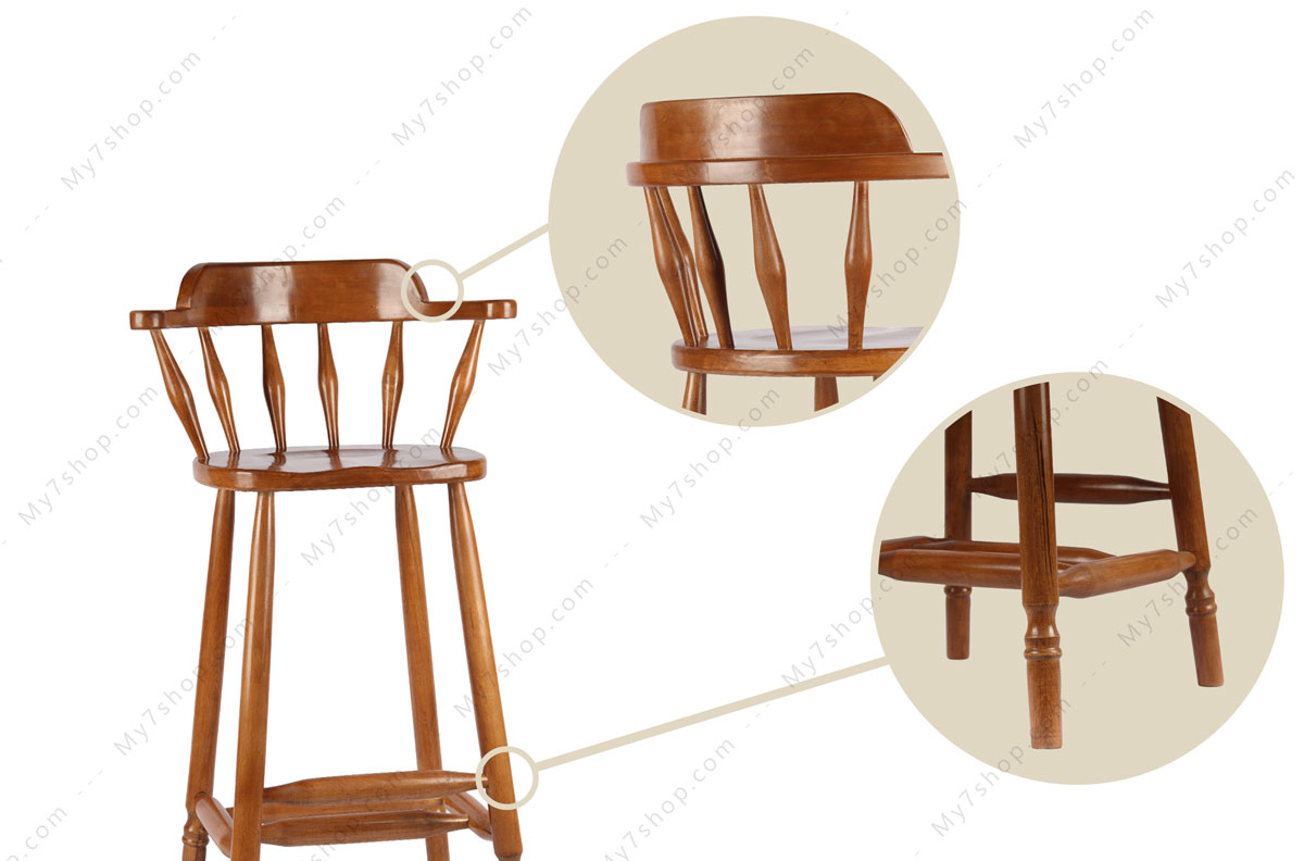نمای نزدیک از صندلی اپن چوبی تابان